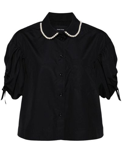 Simone Rocha Pearl-trim Cotton Shirt - Black