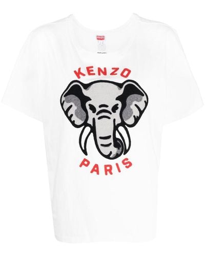 KENZO Camiseta con logo estampado y manga corta - Blanco