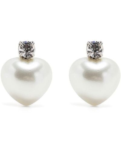 Simone Rocha Pearl Heart Earrings - White