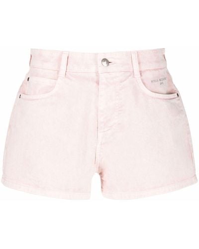 Stella McCartney Embroidered-logo Mid-rise Shorts - Pink