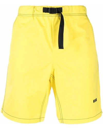MSGM Contrast Stitching Track Shorts - Yellow