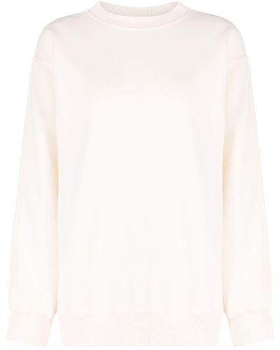 Rohe Sweatshirt mit rundem Ausschnitt - Weiß
