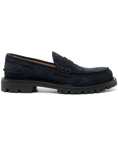 SCAROSSO Chunky-soled Suede Loafers - Black