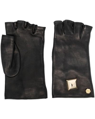 Philipp Plein Stud-embellished Driver Gloves - Black