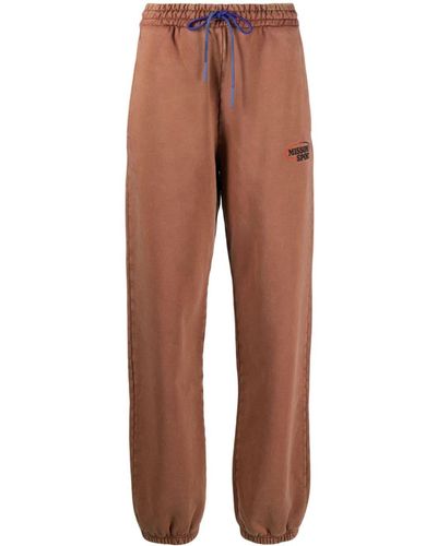 Missoni Pantalones de chándal con logo bordado - Marrón