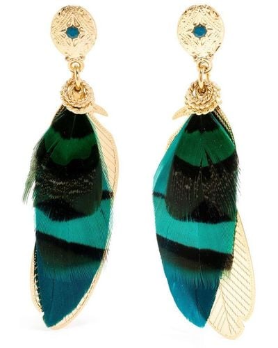 Gas Bijoux Sao Feather-detail Earrings - Green
