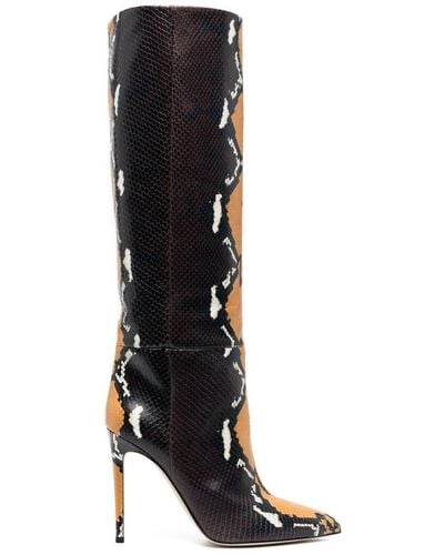 Paris Texas 115mm Python-print Knee-high Boots - Black
