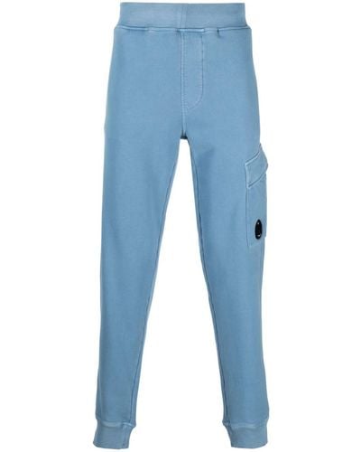 C.P. Company Pantalon de jogging en coton à plaque logo - Bleu