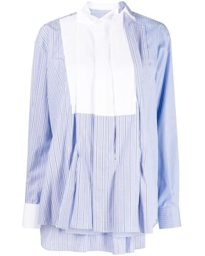 Sacai Striped Cotton Shirt - Blue