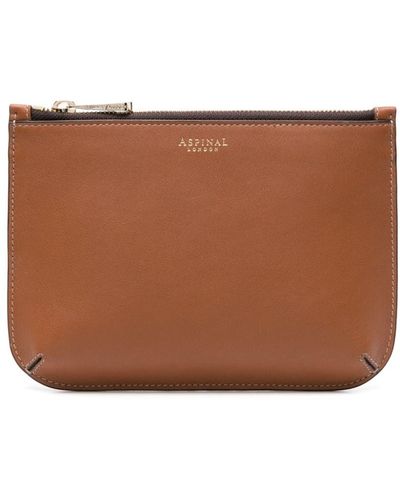 Aspinal of London Medium Ella Leather Pouch - Brown