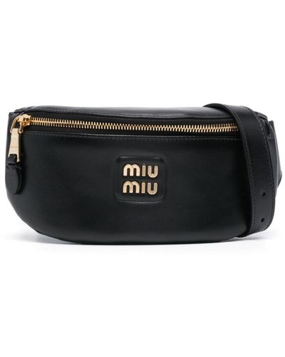 Miu Miu Logo-lettering Leather Belt Bag - Black