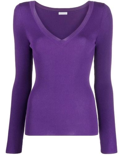 P.A.R.O.S.H. V-neck Knitted Top - Purple