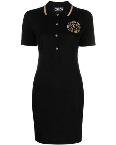 Versace Jeans Couture V-emblem Polo Minidress - Black