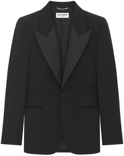 Saint Laurent Blazer en laine à simple boutonnage - Noir