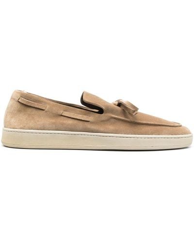 Officine Creative Lace-front Suede Boat Shoes - Natural
