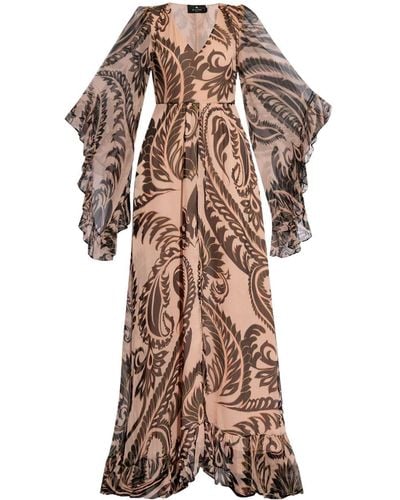 Etro Zijden Maxi-jurk Met Print - Roze
