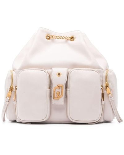 Liu Jo Chain-detail Faux-leather Backpack - Natural