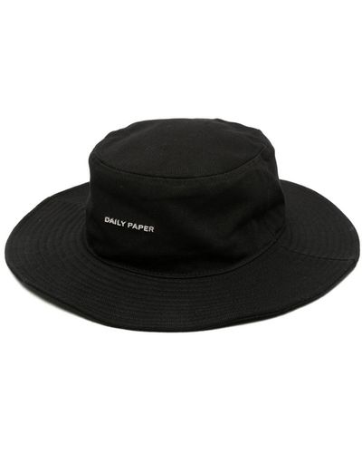 Daily Paper Logo-lettering Cotton Bucket Hat - Black