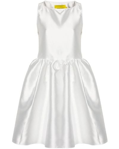 Marques'Almeida Puffball-hem Satin Midi Dress - White