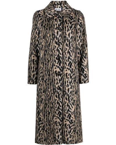 RIXO London Milly Leopard Print Coat - Brown