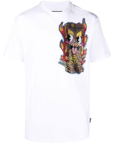 Philipp Plein Hawaii Embellished Short-sleeve T-shirt - White