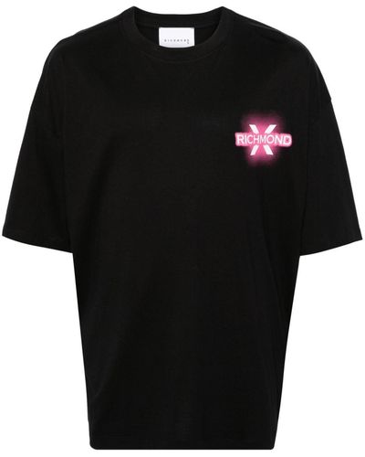John Richmond T-shirt en coton à logo imprimé - Noir