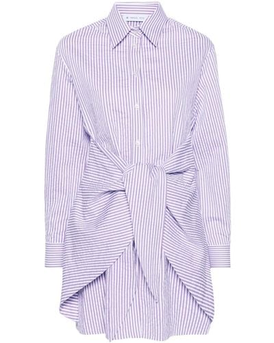 Manuel Ritz Striped Seersucker Shirt Minidress - Purple
