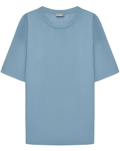 12 STOREEZ Short-sleeve Merino Wool Top - Blue