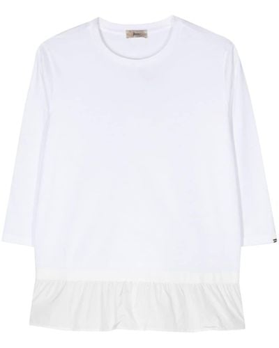 Herno T-shirt à ourlet péplum - Blanc