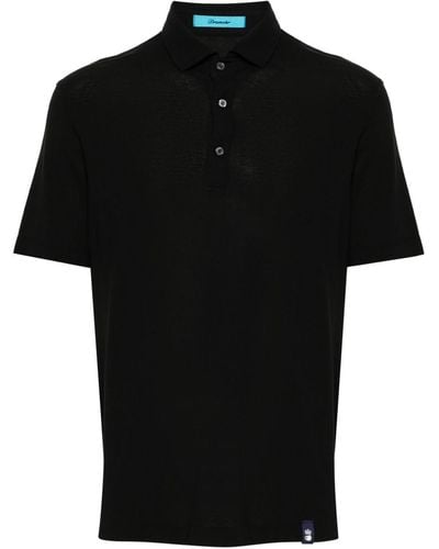 Drumohr Spread-collar Cotton Polo Shirt - Zwart