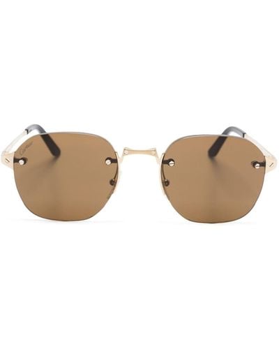 Cartier Santos Sonnenbrille mit rundem Gestell - Natur