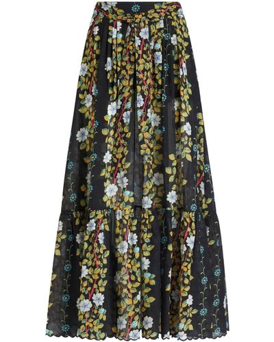 Etro Floral-print Cotton Maxi Skirt - Green