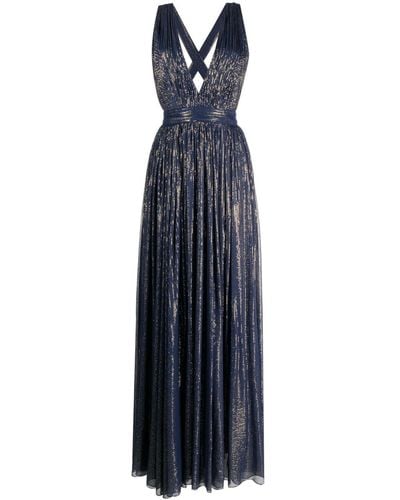 Michael Kors Hutton Lamé-effect Gown Dress - Blue