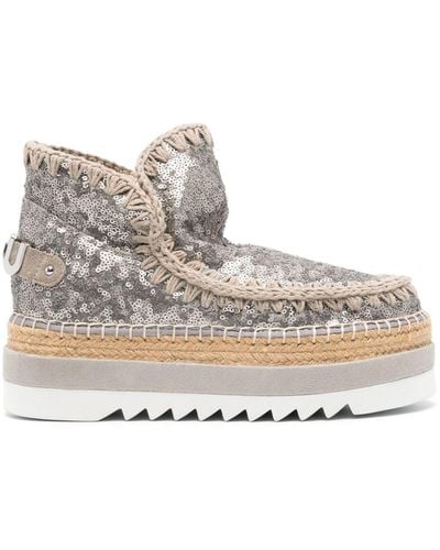 Mou Sequin Ankle Boots - Natural