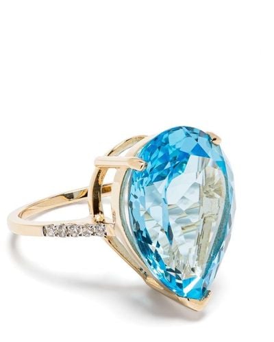 Mateo 14kt Geelgouden Ring Met Diamant En Topaas - Blauw