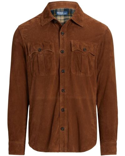 Polo Ralph Lauren Suede Long-sleeve Shirt - Brown