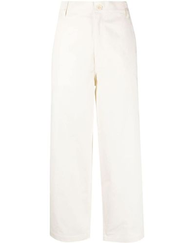 Maison Kitsuné Embroidered-logo Cotton Trousers - White