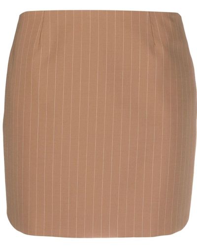 Semicouture Pinstripe-pattern Miniskirt - Brown
