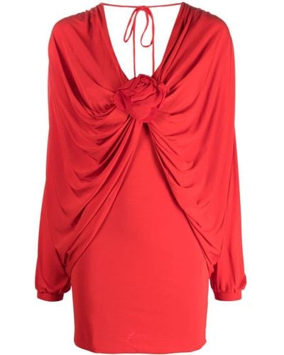 GIUSEPPE DI MORABITO Flower-detail Ruched Minidress - Red