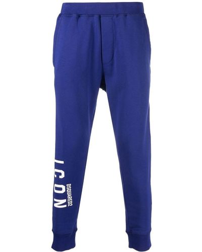 DSquared² Icon-print cotton track pants - Azul