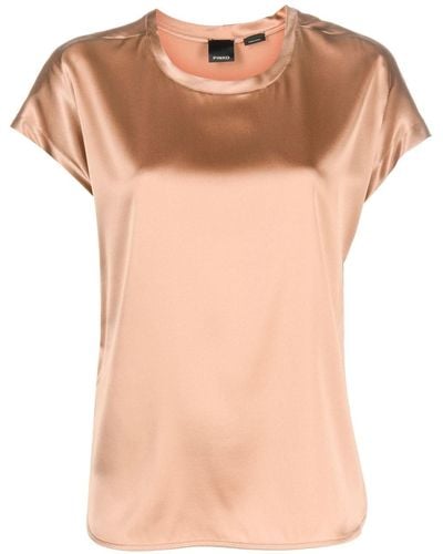 Pinko T-shirt en soie à col rond - Neutre