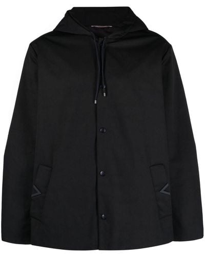 Valentino Garavani Hooded Windbreaker Jacket - Black