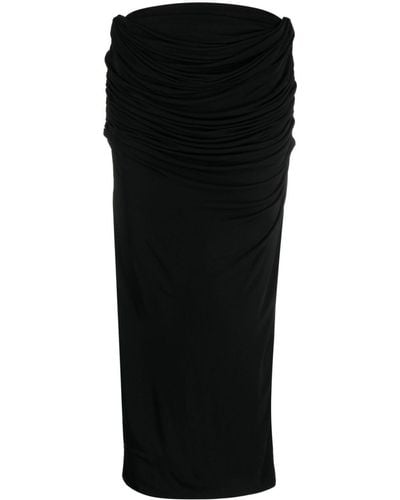 Paris Georgia Basics Draped Midi Straight Skirt - Black