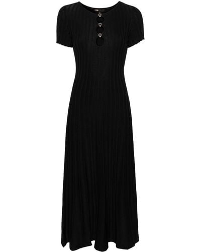 Maje Cut-out Ribbed Midi Dress - Black