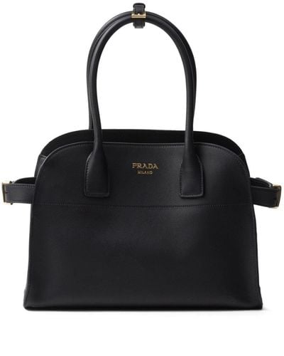 Prada Logo-lettering Leather Tote Bag - ブラック