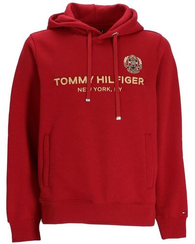 Tommy Hilfiger Hoodie mit Logo-Stickerei - Rot