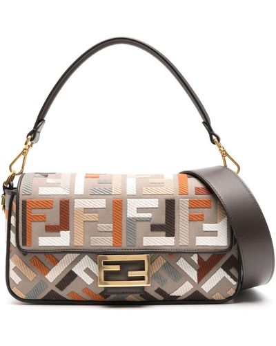 Fendi Baguette FF Canvas-Schultertasche - Mettallic