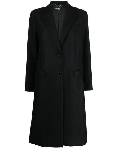 Karl Lagerfeld Single-breasted Tailored Coat - Black