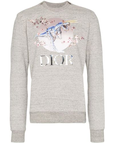 Dior Sorayama Dinosaur Print Sweatshirt - Grey