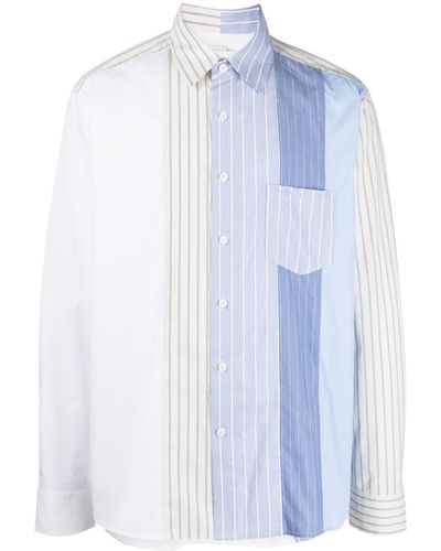 Feng Chen Wang Striped Panelled Shirt - Blue
